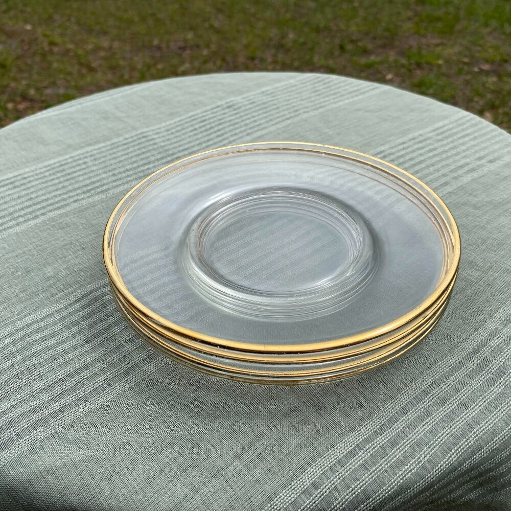 Vintage Gold Rim Saucers / Cake Plates